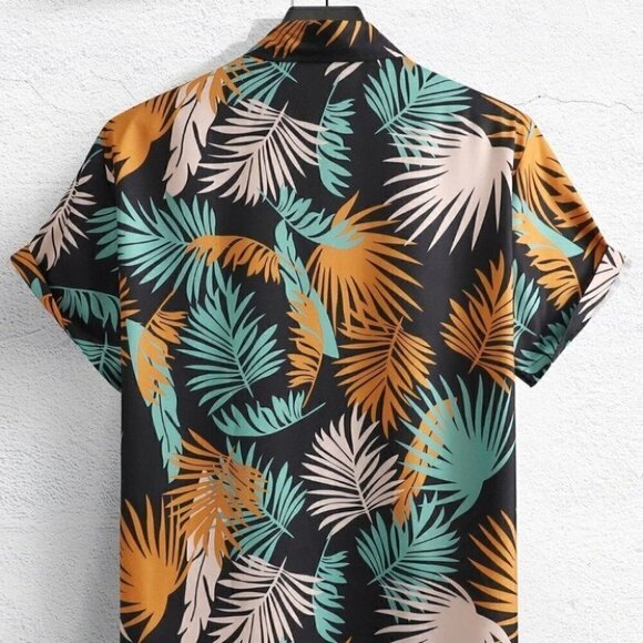 Black Mens Button Up Tee Shirt - Picture 3 of 7